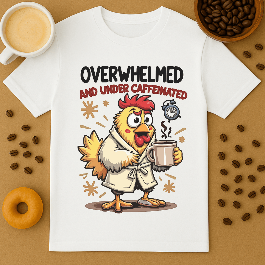 Overwhelmed And Under Caffeinated Chicken Tee
