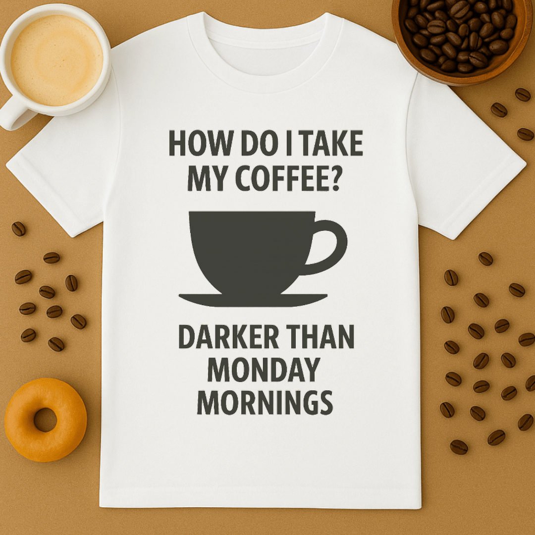 How Do I Take My Coffee? Darker Than Monday Mornings – Coffee Shirt