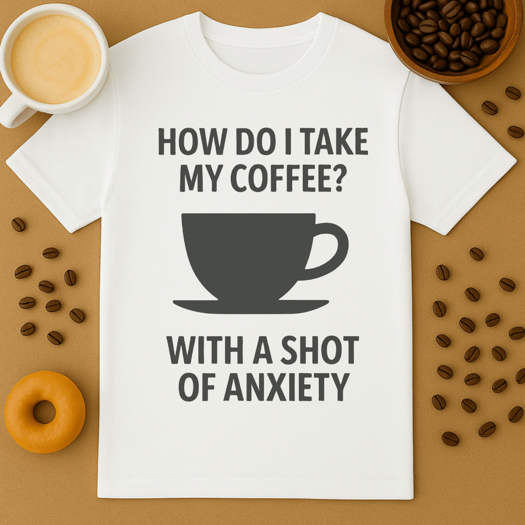 How Do I Take My Coffee? With A Shot Of Anxiety – Coffee Shirt