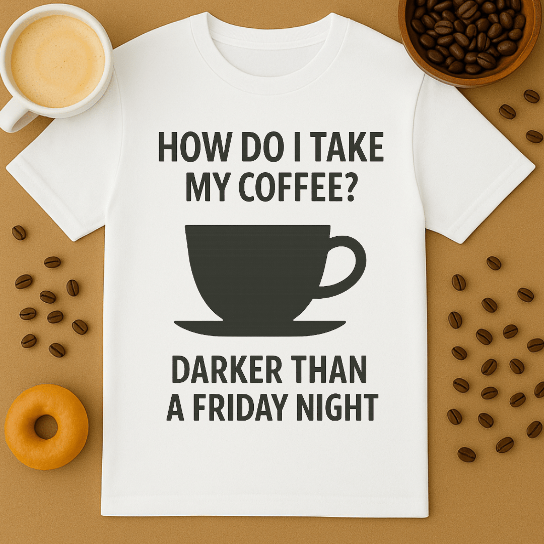 How Do I Take My Coffee? Darker Than A Friday Night – Coffee Shirt