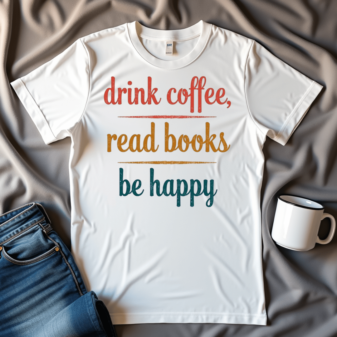 Drink Coffee, Read Books, Be Happy T Shirt