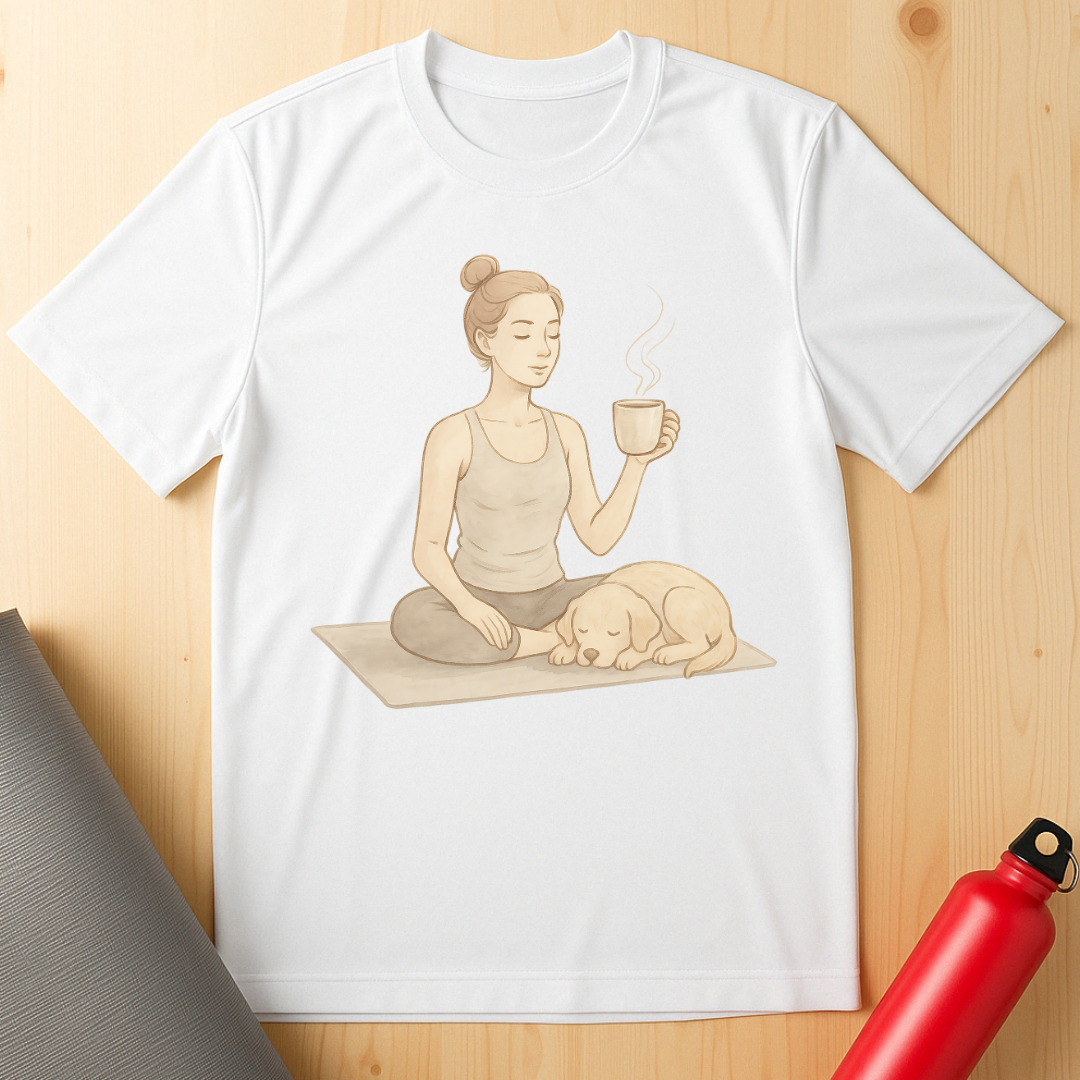 Soft Pastel Style Coffee Yoga Tee