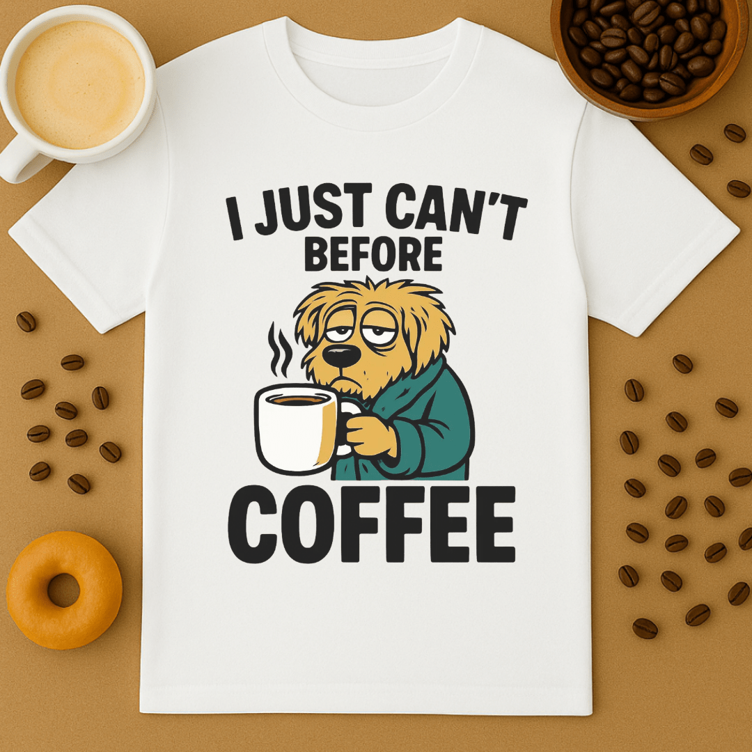 I Just Can't Before Coffee Graphic Tee