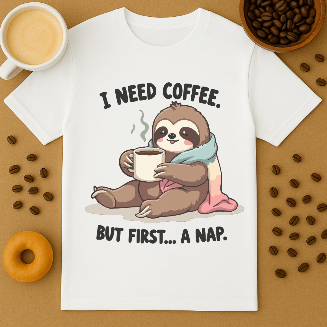 I Need Coffee, But First A Nap Tee