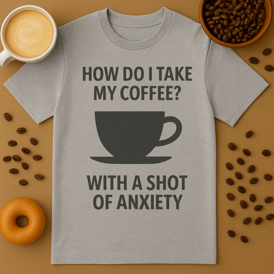 How Do I Take My Coffee? With A Shot Of Anxiety – Coffee Shirt