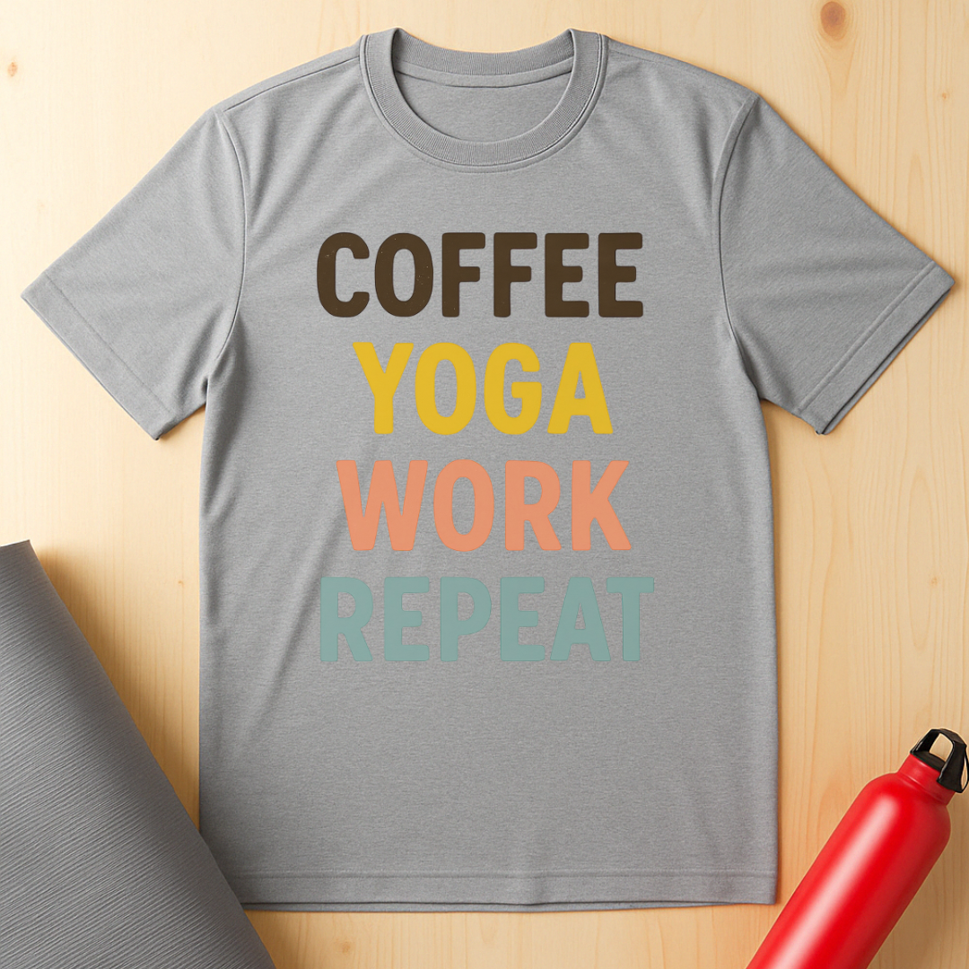 Coffee, Yoga, Work, Repeat Unisex Tee