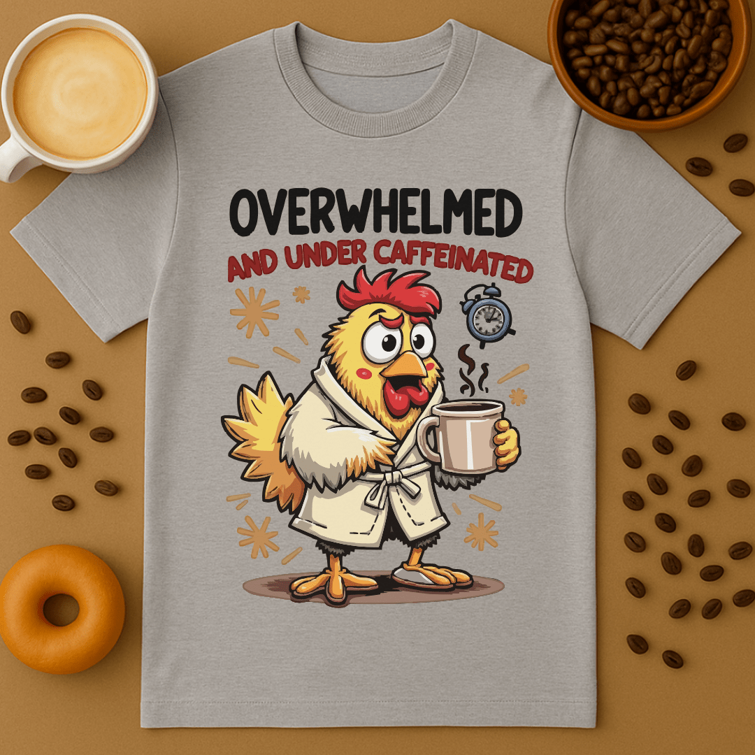 Overwhelmed And Under Caffeinated Chicken Tee