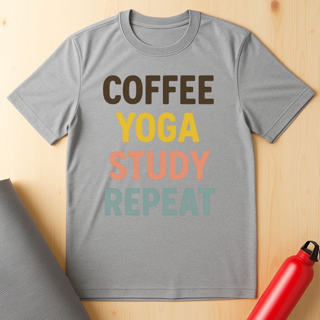 Coffee, Yoga, Study, Repeat Unisex Tee