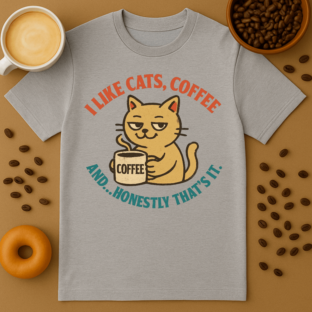 I Like Cats, Coffee, And... Honestly That's It Tee