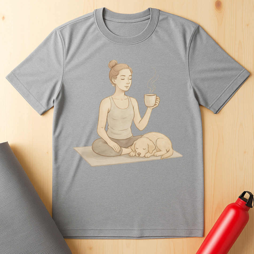 Soft Pastel Style Coffee Yoga Tee