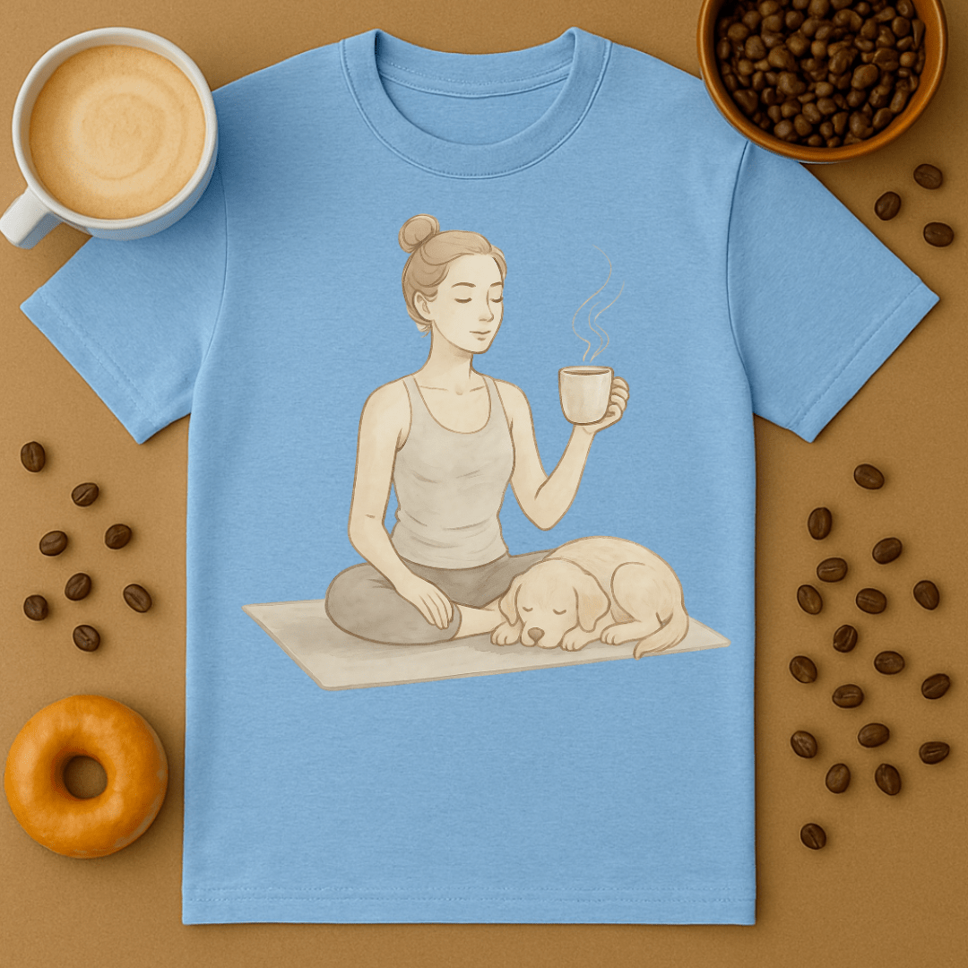 Soft Pastel Style Coffee Yoga Tee