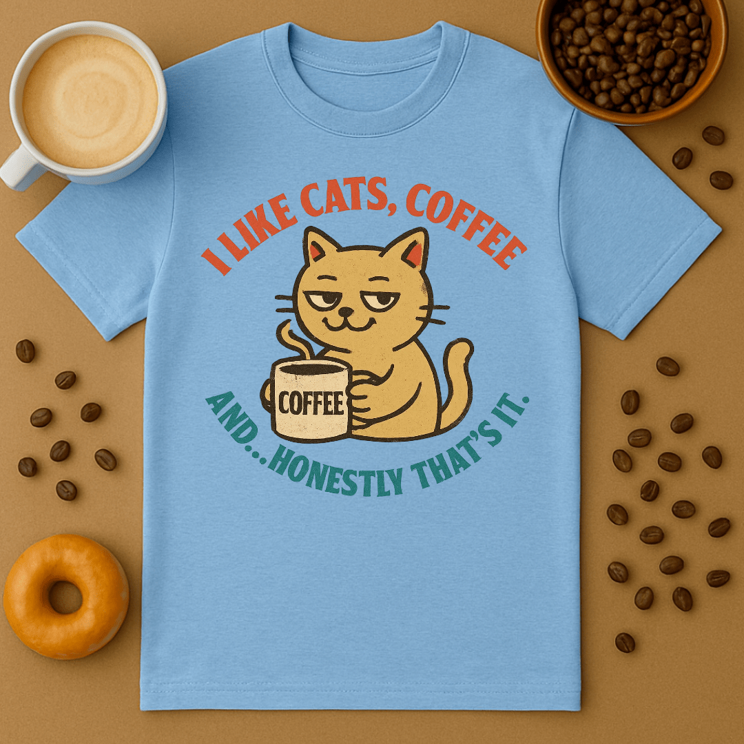 I Like Cats, Coffee, And... Honestly That's It Tee