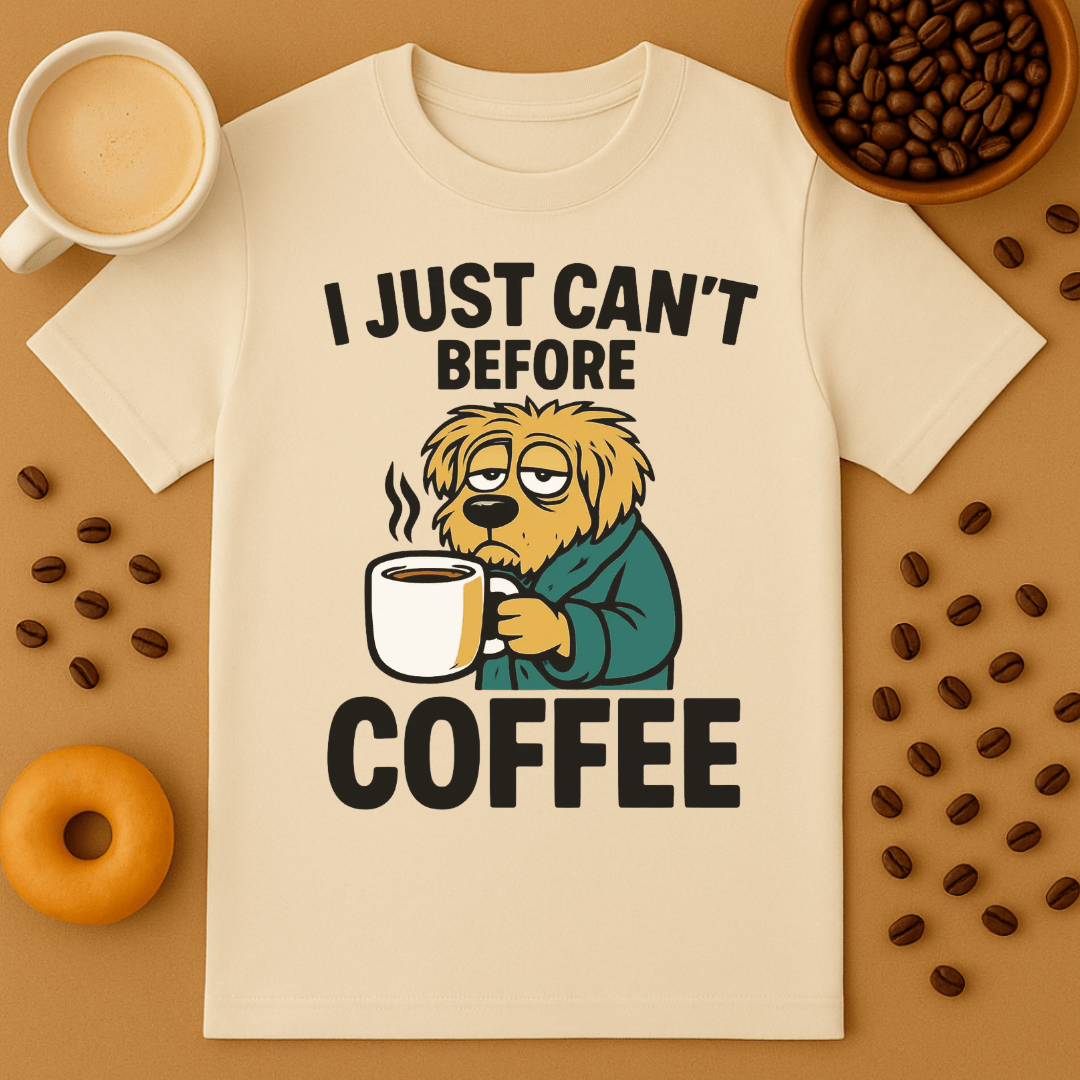 I Just Can't Before Coffee Graphic Tee