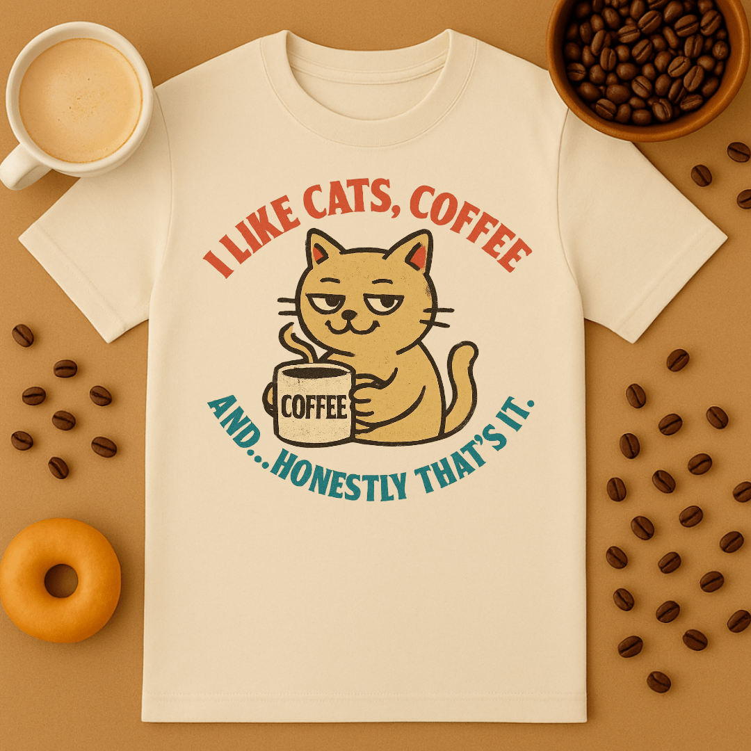 I Like Cats, Coffee, And... Honestly That's It Tee