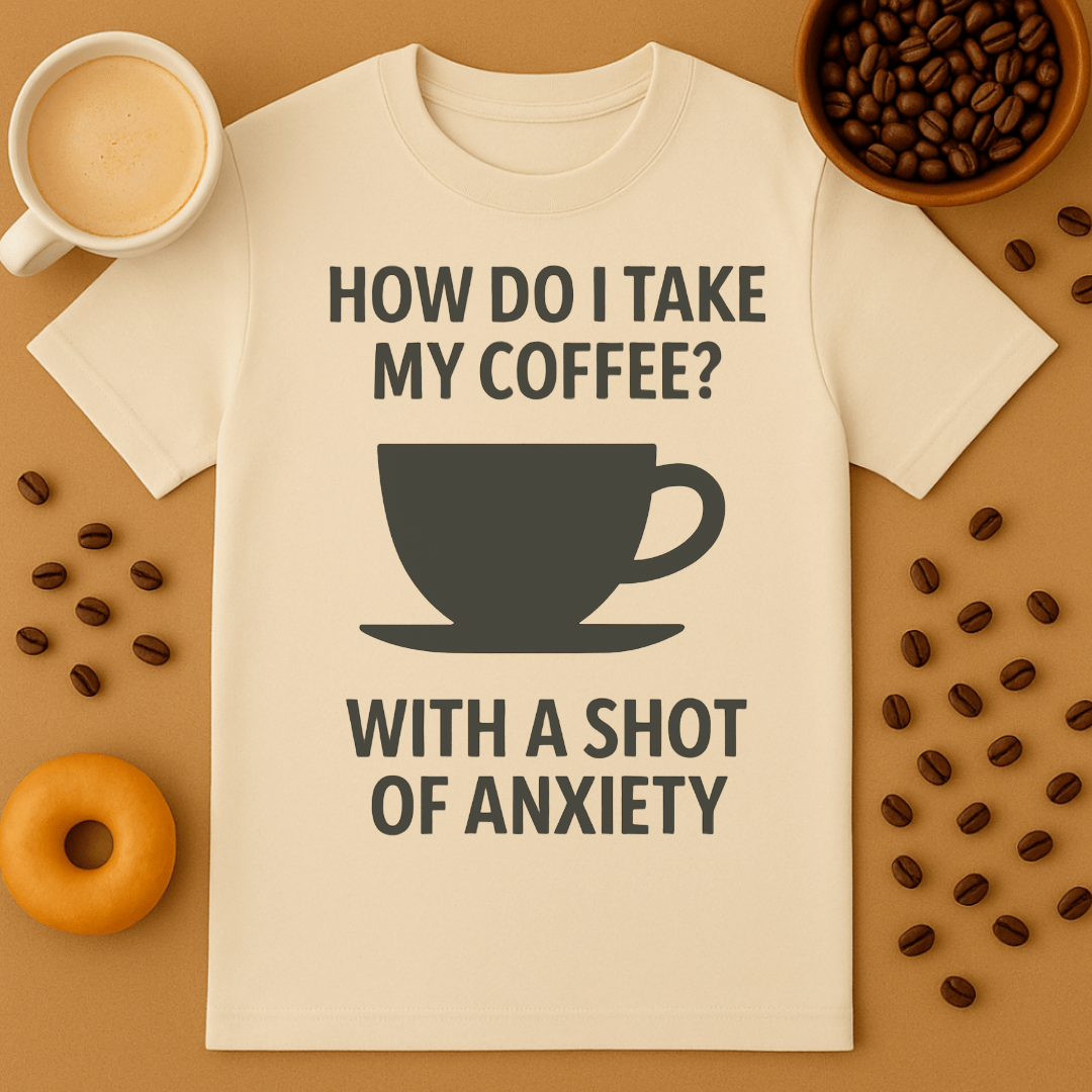 How Do I Take My Coffee? With A Shot Of Anxiety – Coffee Shirt