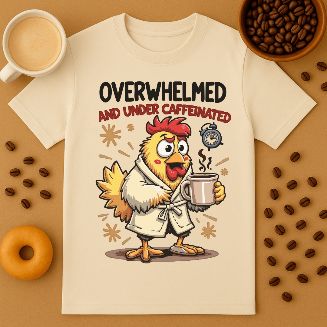 Overwhelmed And Under Caffeinated Chicken Tee