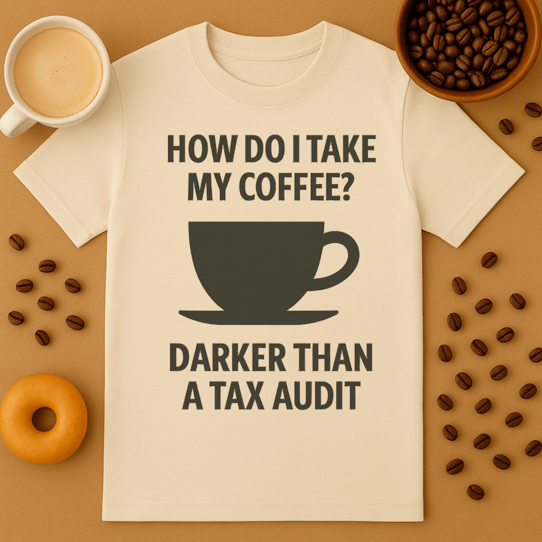 How Do I Take My Coffee? Darker Than A Tax Audit – Coffee Shirt