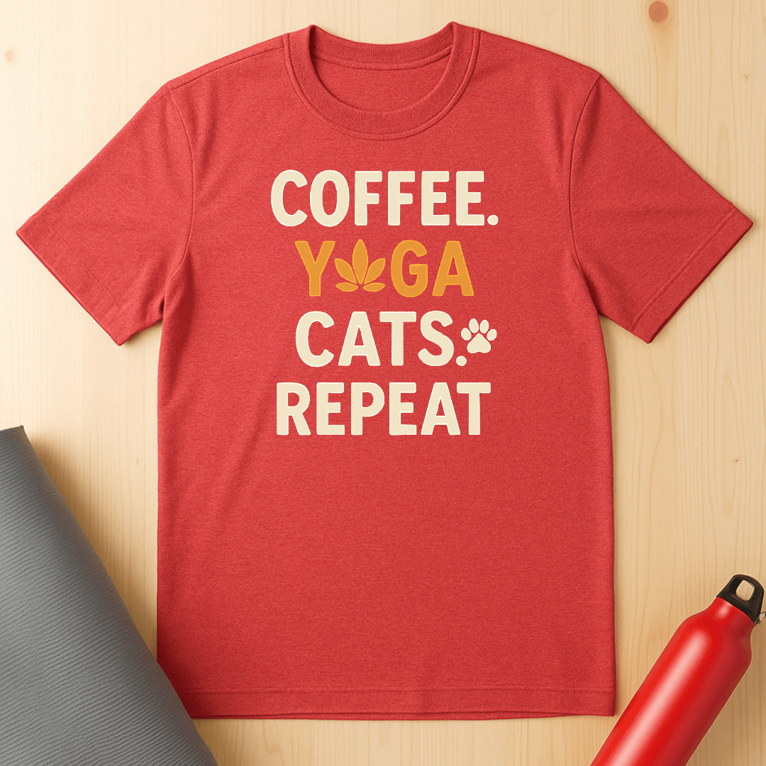 Coffee, Yoga Cats Repeat Tee