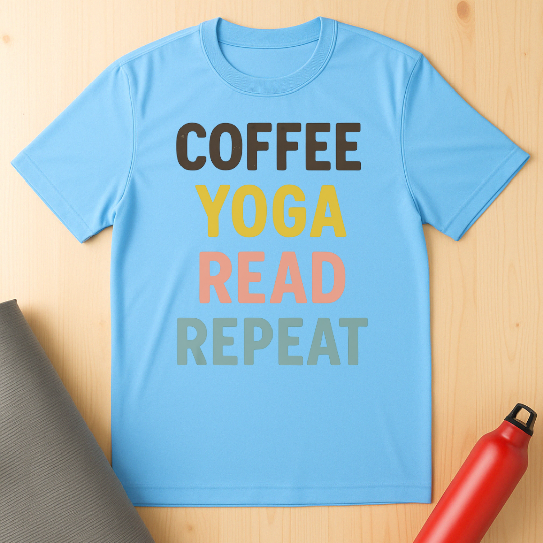 Coffee, Yoga, Read, Repeat Unisex Tee