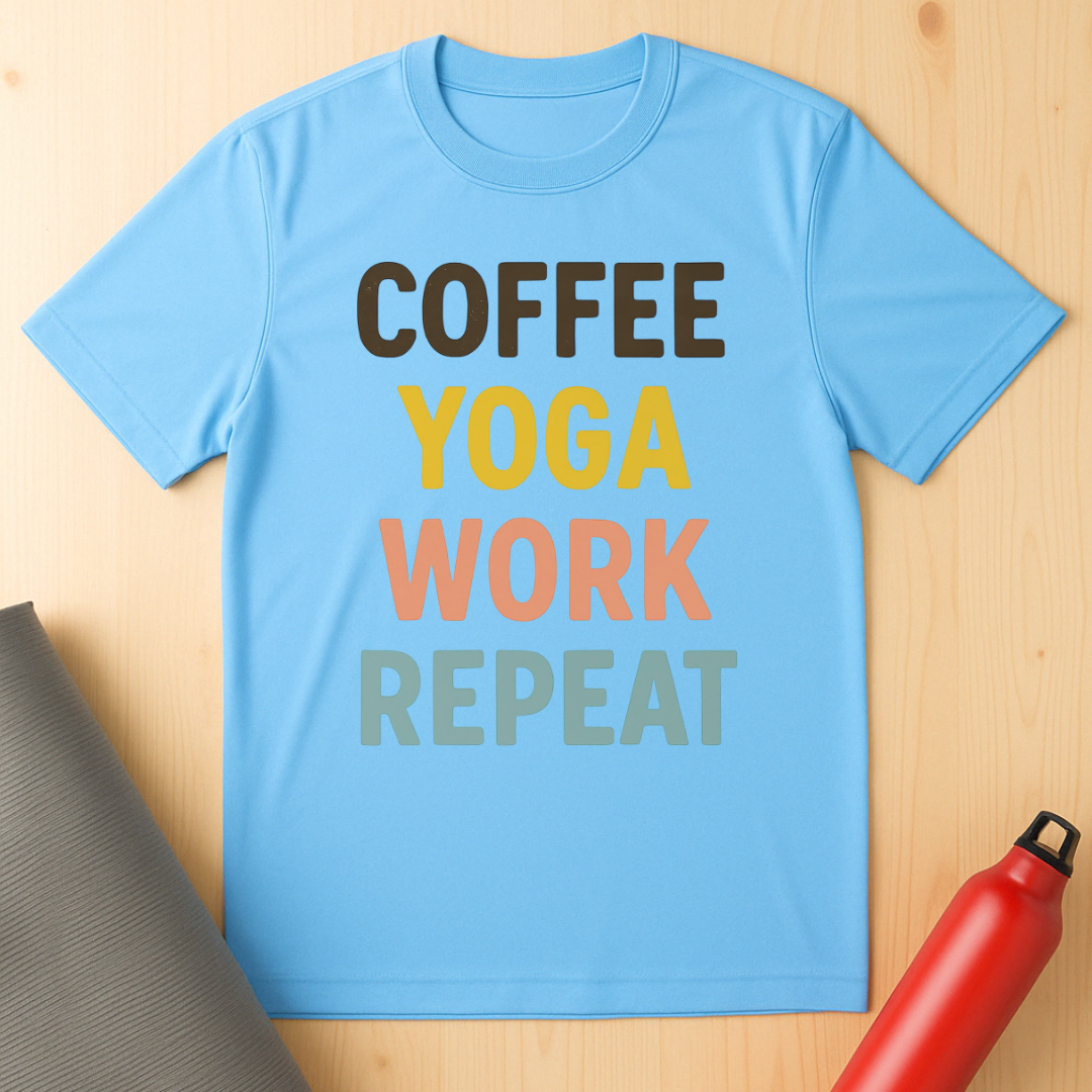 Coffee, Yoga, Work, Repeat Unisex Tee
