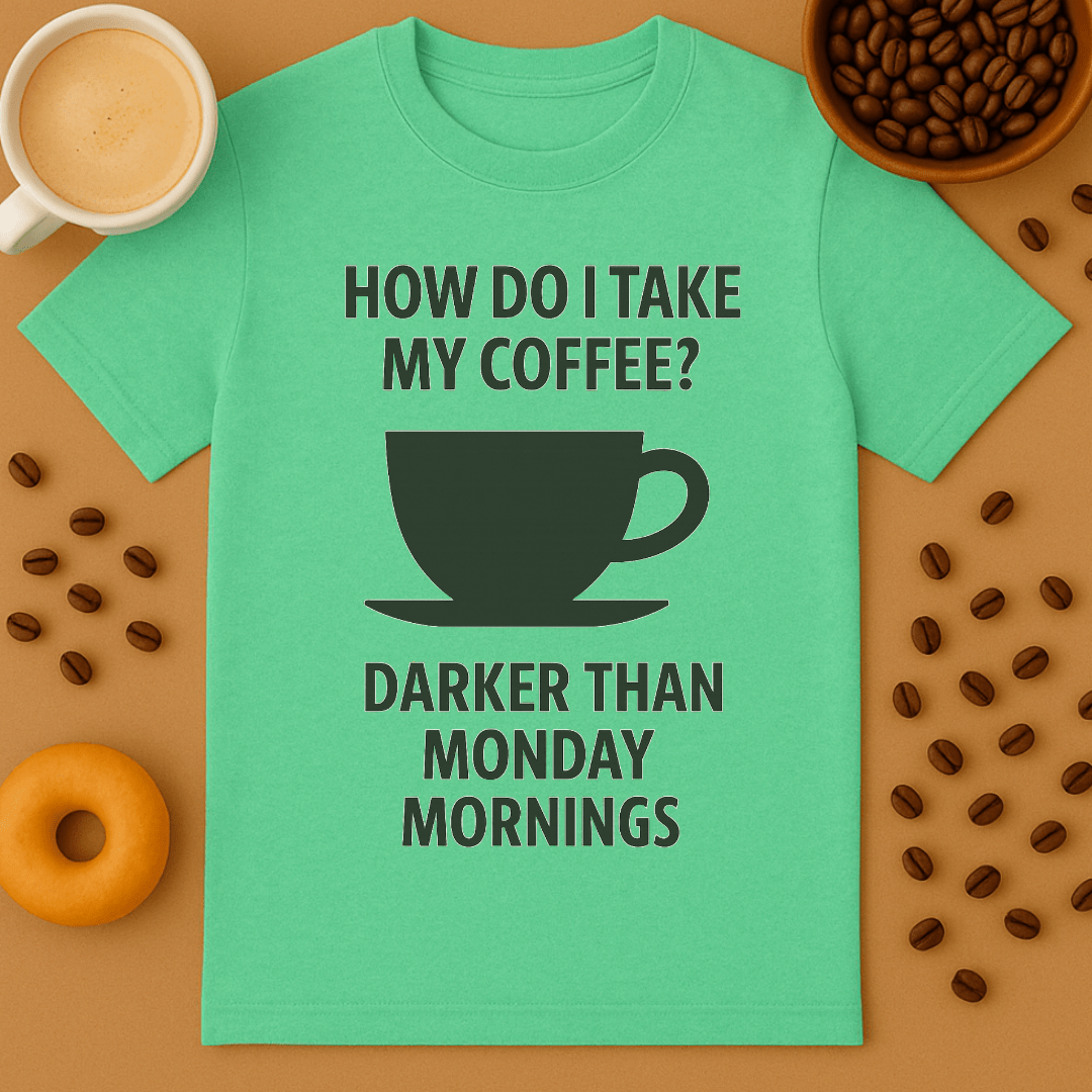 How Do I Take My Coffee? Darker Than Monday Mornings – Coffee Shirt