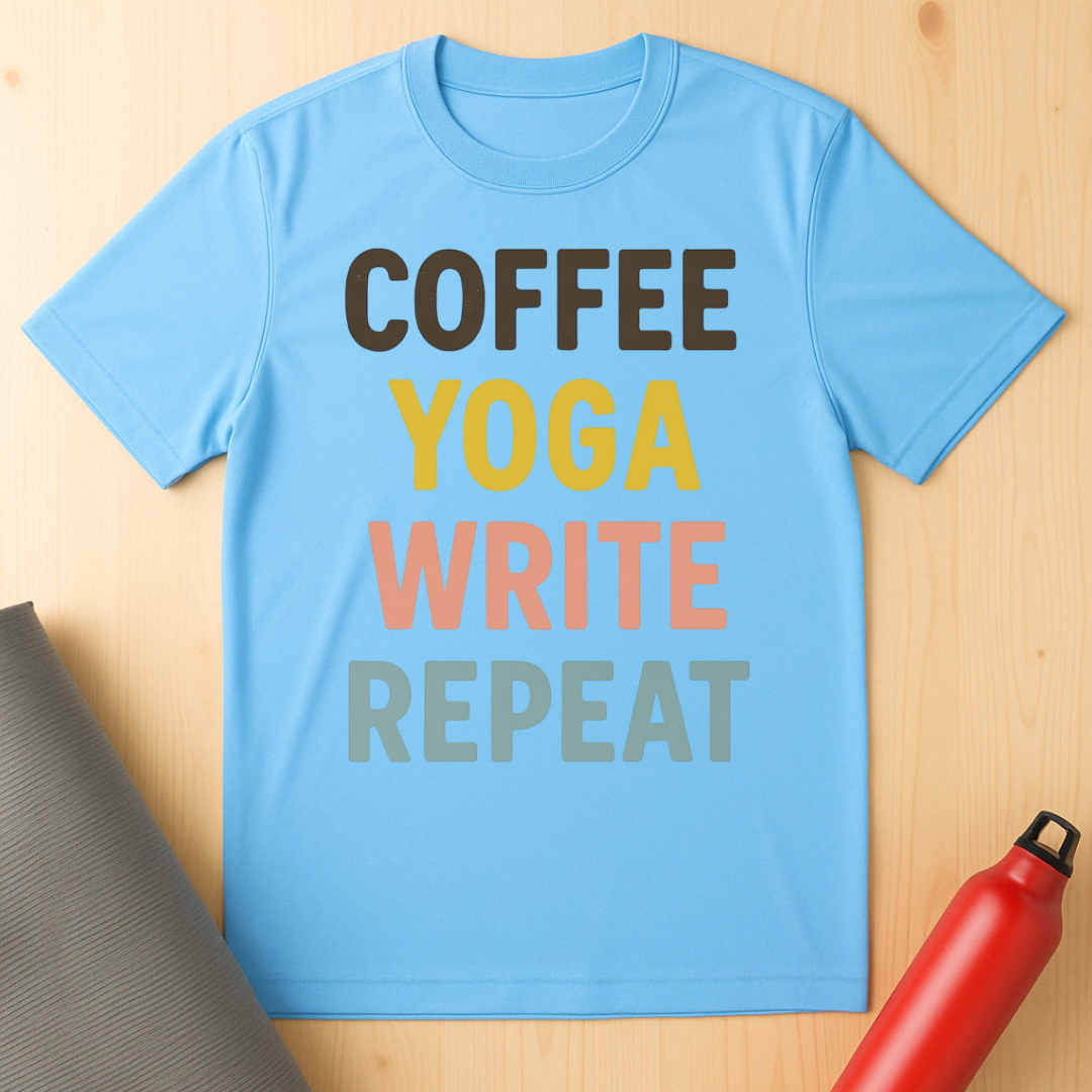 Coffee, Yoga, Write, Repeat Unisex Tee