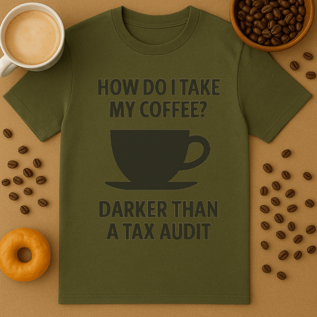 How Do I Take My Coffee? Darker Than A Tax Audit – Coffee Shirt