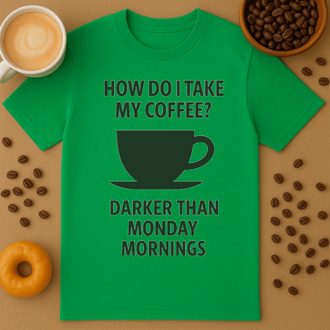 How Do I Take My Coffee? Darker Than Monday Mornings – Coffee Shirt
