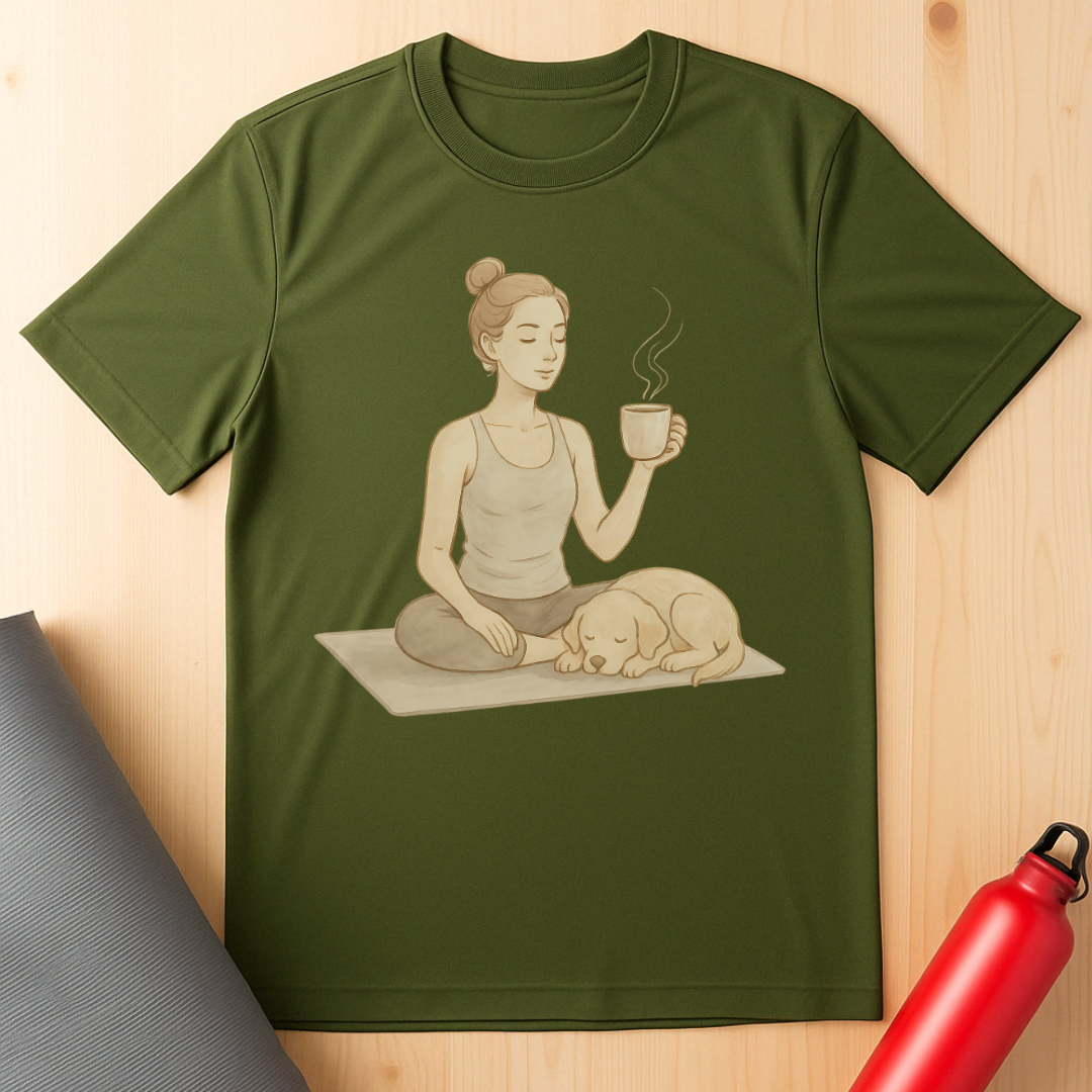 Soft Pastel Style Coffee Yoga Tee