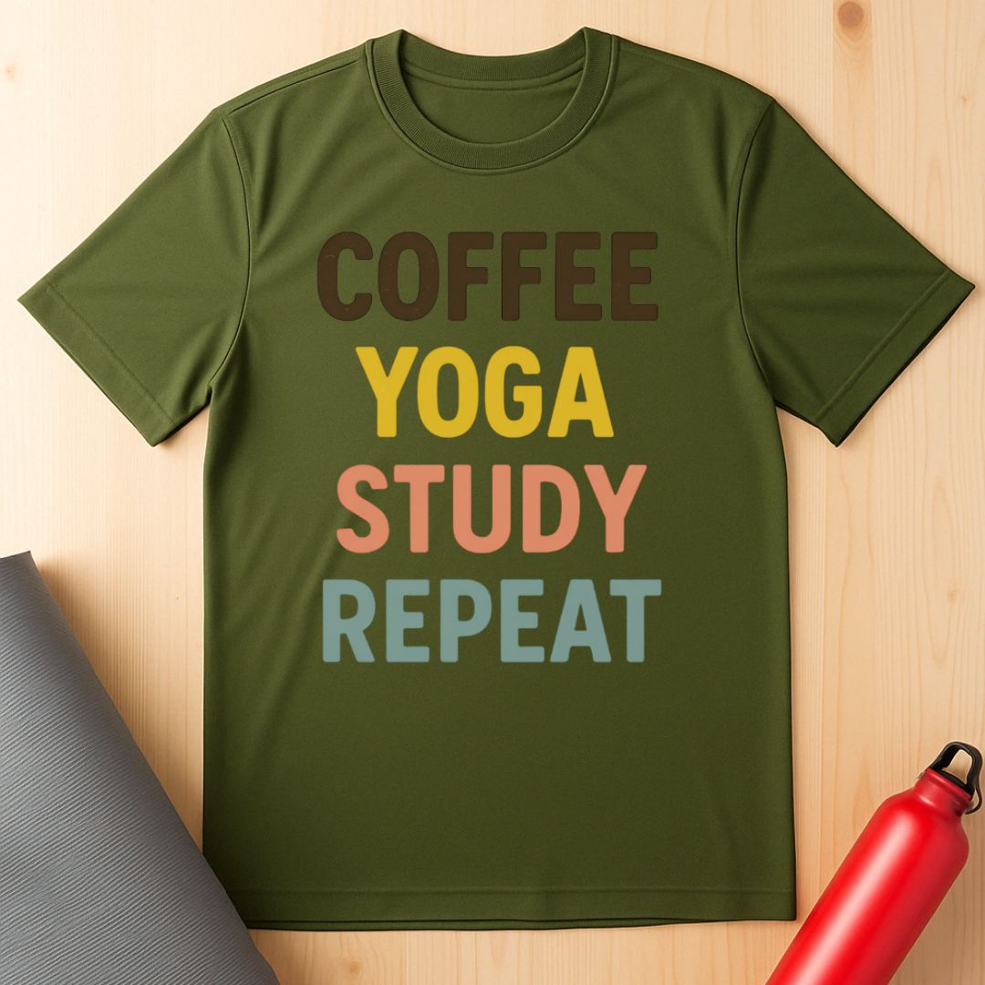 Coffee, Yoga, Study, Repeat Unisex Tee