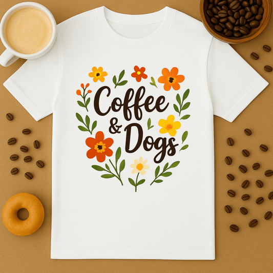 Coffee & Dogs Flower Tee