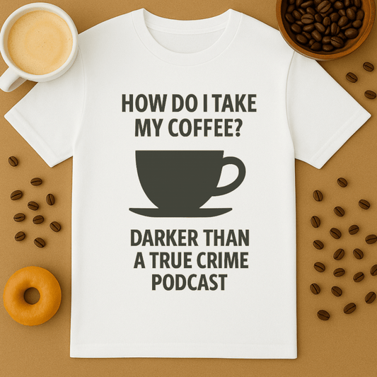 How Do I Take My Coffee? Darker Than A True Crime Podcast – Coffee Shirt