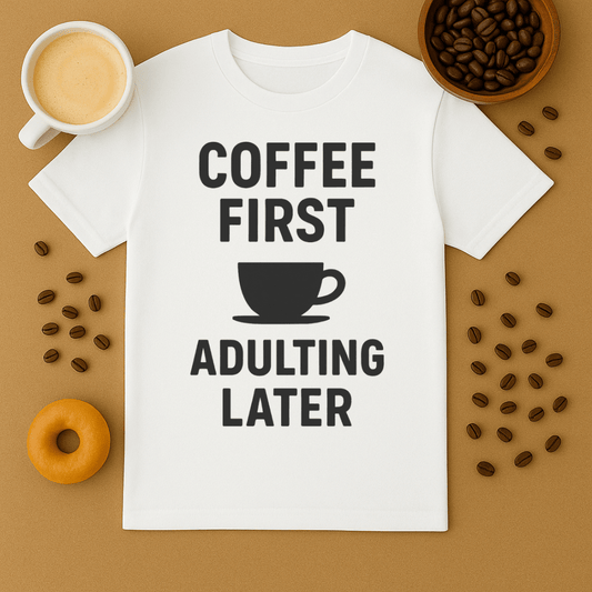 Coffee First, Adulting Later Tee