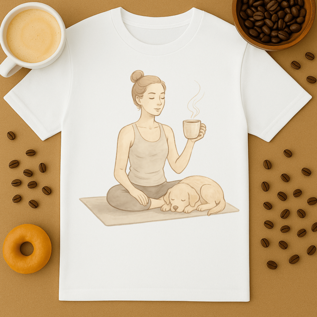 Soft Pastel Style Coffee Yoga Tee