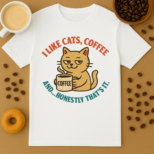 I Like Cats, Coffee, And... Honestly That's It Tee
