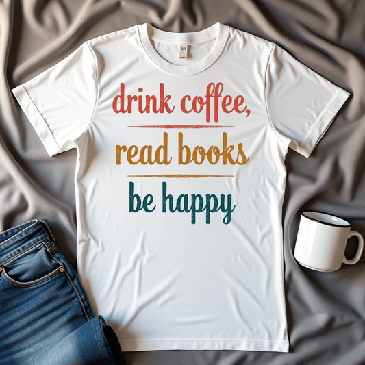 Drink Coffee, Read Books, Be Happy T Shirt