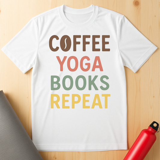 Coffee, Yoga, Books, Repeat Tee