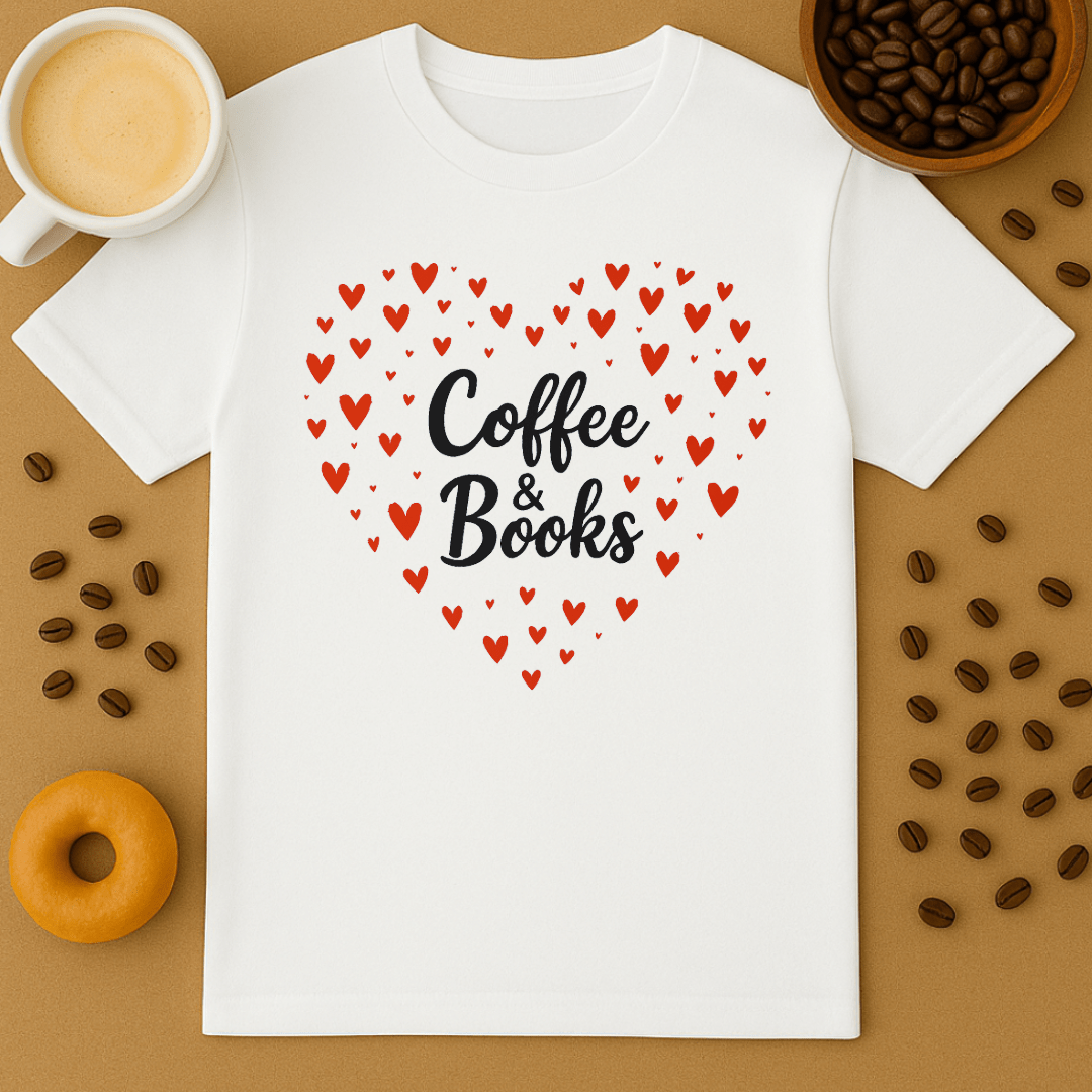 Coffee & Books Heart Tee