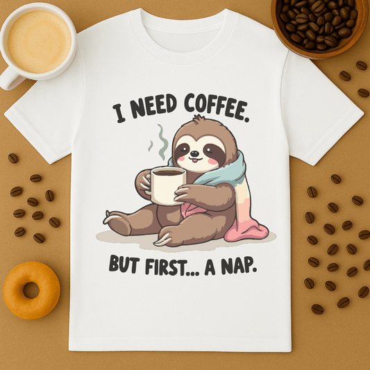 I Need Coffee, But First A Nap Tee