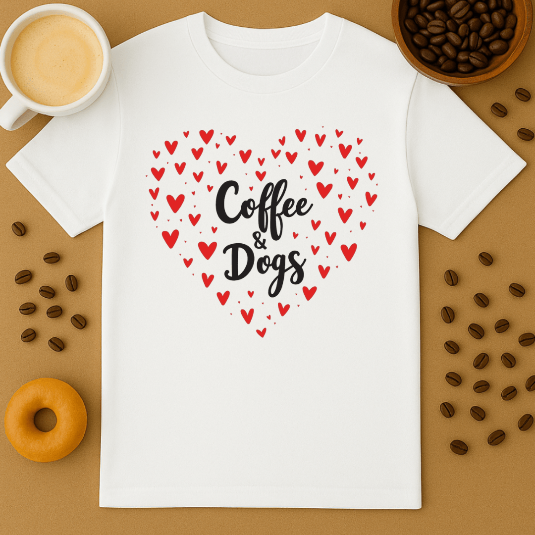 Coffee & Dogs Hearts T-shirt