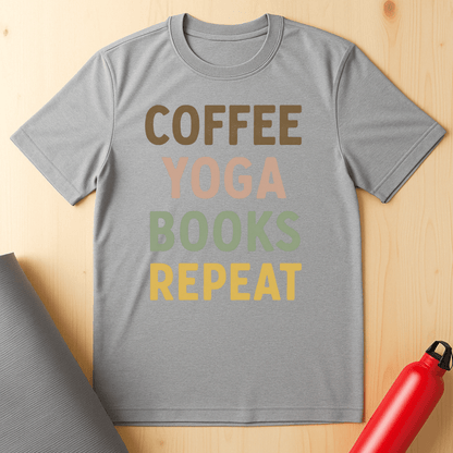Coffee, Yoga, Books, Repeat Unisex Tee