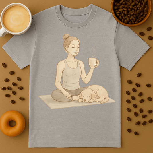 Soft Pastel Style Coffee Yoga Tee