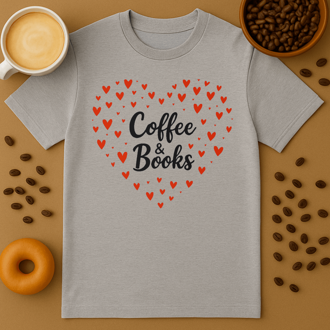Coffee & Books Heart Tee