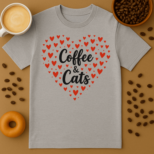 Coffee & Cats Heart Tee