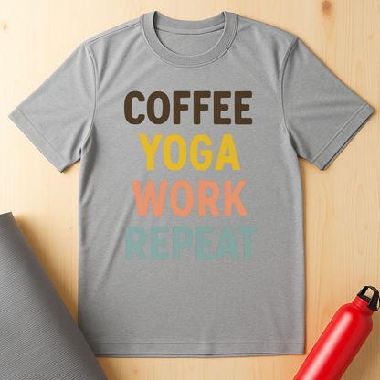 Coffee, Yoga, Work, Repeat Unisex Tee