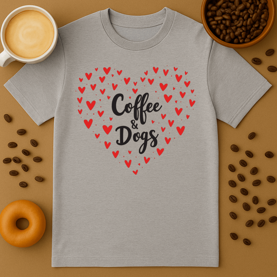 Coffee & Dogs Hearts T-shirt