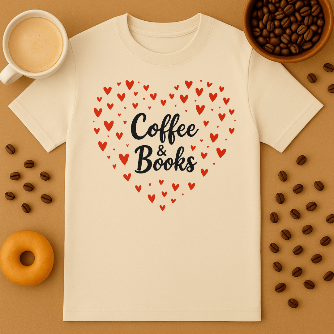 Coffee & Books Heart Tee