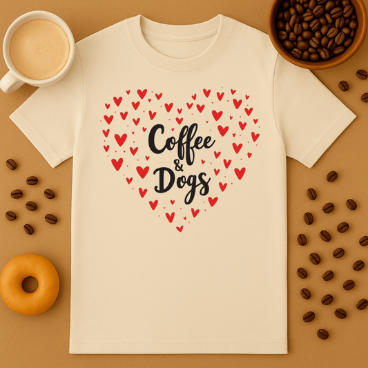 Coffee & Dogs Hearts T-shirt
