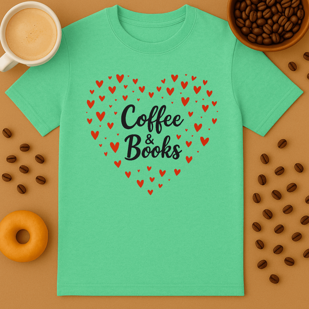 Coffee & Books Heart Tee