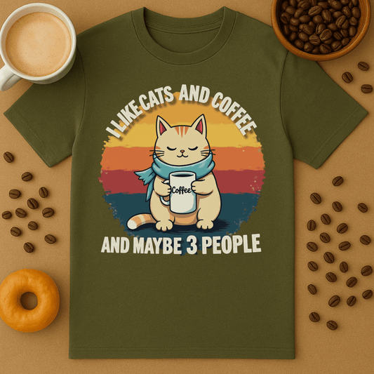 I Like Cats And Coffee And Maybe 3 People T-Shirt
